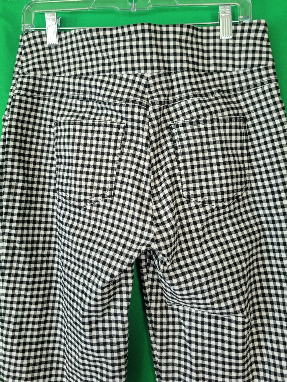 Women Black White Gingham Capri Crop Pants Ruby Rd. Sz 10 Stretchy Monochrome - Picture 3 of 4
